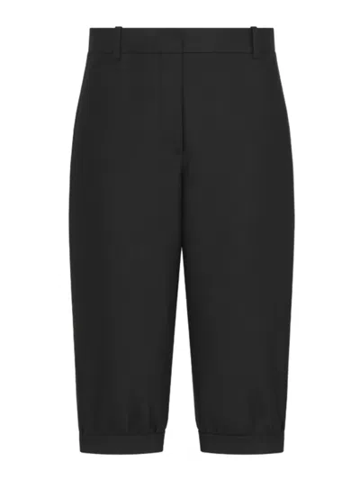 Dior Women Virgin Wool And Silk Grain De Poudre Bermuda Shorts In Black