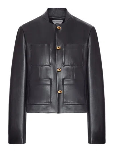 Bottega Veneta Soft Napa Lambskin Leather Jacket With Knot Buttons In Black