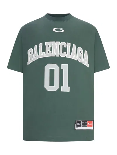 Balenciaga Graphic Print Basketball Short Sleeve T-shirt In Green