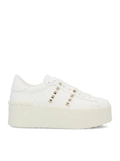 Valentino Gavarani Rockstud Untitled Sneakers In White