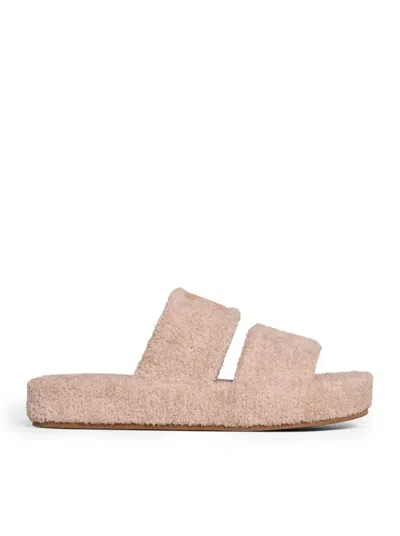 Celine Triomphe Sponge Fabric Slippers In Pink
