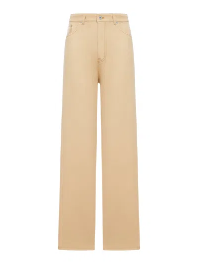 Miu Miu Wide Leg Denim Trousers In Nude