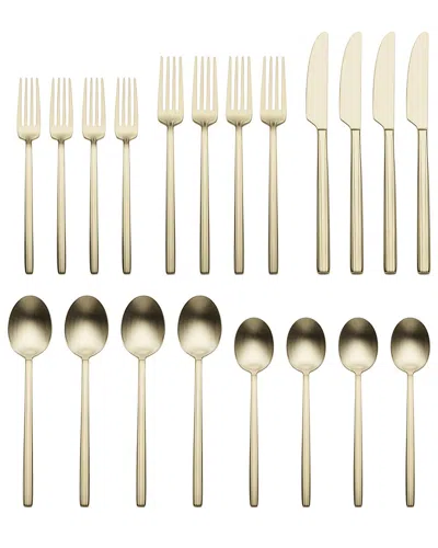 Oneida Dean Satin Champagne 20 Piece Flatware Set In Gold