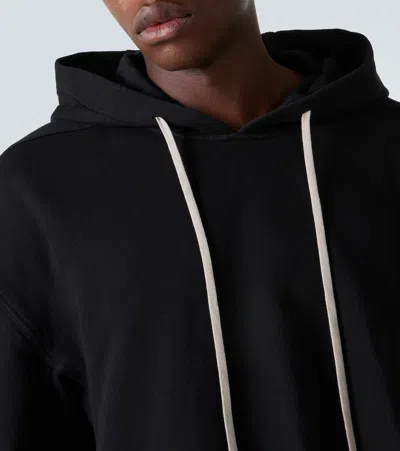Rick Owens Hooded Sweatshirt Print Oversized Ribbed Cuffs In Black