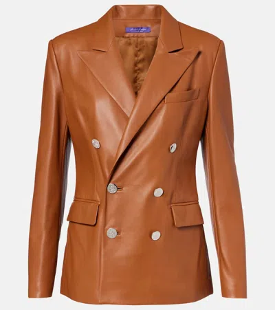 Ralph Lauren Camden Leather Double-breasted Jacket In Orange