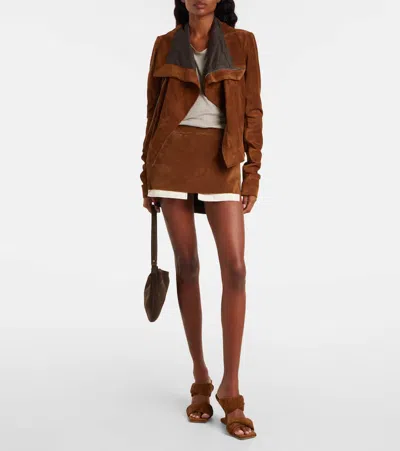 Rick Owens Suede Jacket In Brown