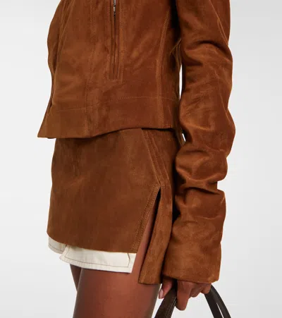 Rick Owens Suede Jacket In Brown