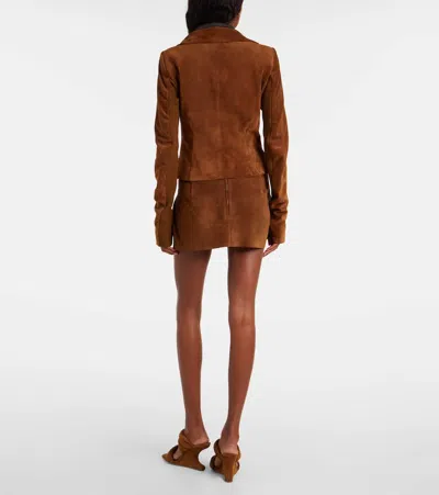 Rick Owens Suede Jacket In Brown
