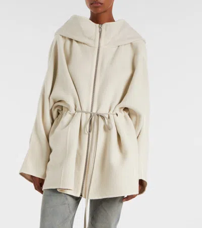 Rick Owens Camel And Wool Jacket In White