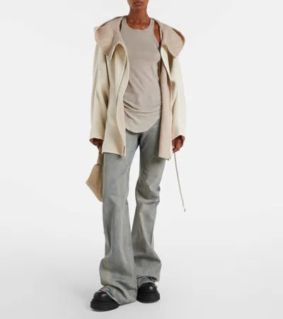 Rick Owens Camel And Wool Jacket In White