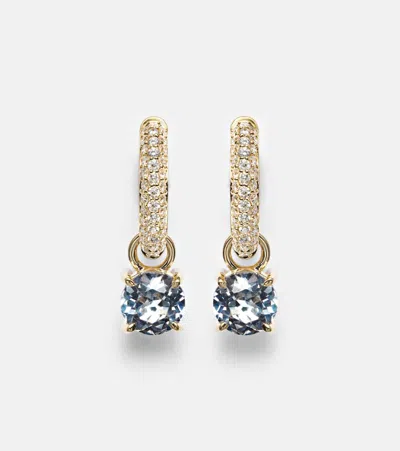 Stone And Strand 14kt Gold Huggie Earrings With Spinel And Diamonds In Gold