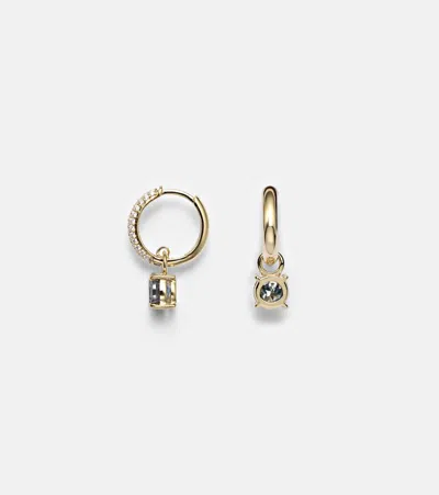Stone And Strand 14kt Gold Huggie Earrings With Spinel And Diamonds In Gold