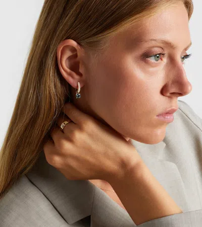 Stone And Strand 14kt Gold Huggie Earrings With Spinel And Diamonds In Gold