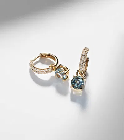 Stone And Strand 14kt Gold Huggie Earrings With Spinel And Diamonds In Gold
