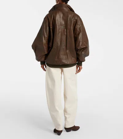 Isabel Marant Dorry Oversized Leather Jacket In Brown