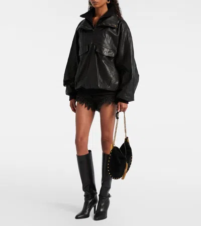 Isabel Marant Dorry Oversized Leather Jacket In Black