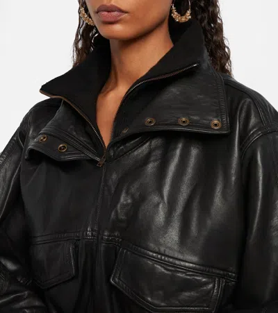 Isabel Marant Dorry Oversized Leather Jacket In Black