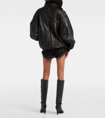Isabel Marant Dorry Oversized Leather Jacket In Black