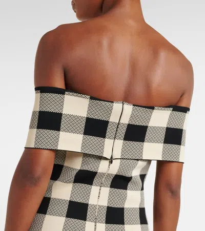 Posse Pippa Off-the-shoulder Checked Jacquard-knit Top In White