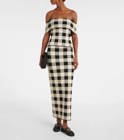 Posse Pippa Off-the-shoulder Checked Jacquard-knit Top In White