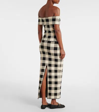 Posse Pippa Off-the-shoulder Checked Jacquard-knit Top In White