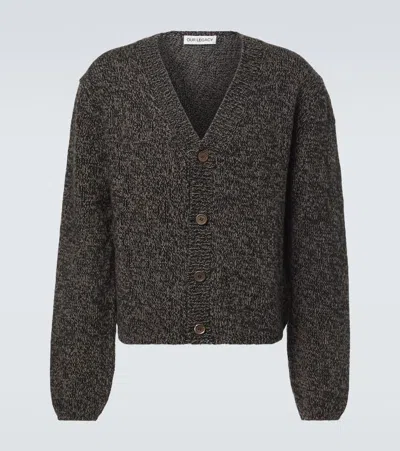 Our Legacy Brown Textured Wool Cardigan In Black