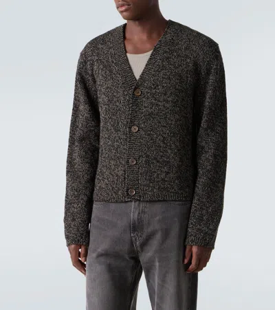 Our Legacy Brown Textured Wool Cardigan In Black