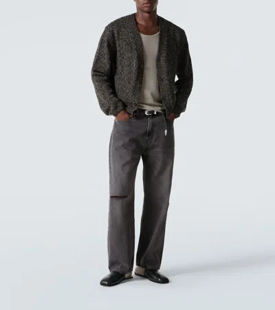 Our Legacy Brown Textured Wool Cardigan In Black