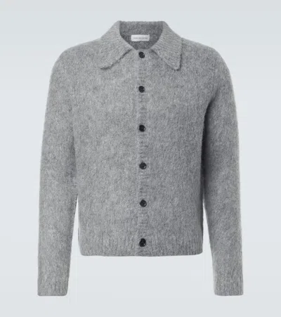 Dries Van Noten Soft Textured Long Sleeve Knit Cardigan In Gray