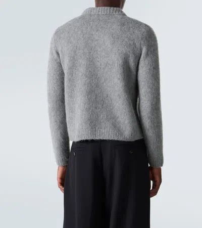 Dries Van Noten Soft Textured Long Sleeve Knit Cardigan In Gray