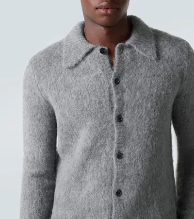 Dries Van Noten Soft Textured Long Sleeve Knit Cardigan In Gray