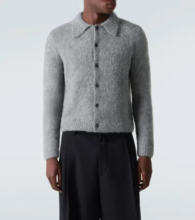 Dries Van Noten Soft Textured Long Sleeve Knit Cardigan In Gray