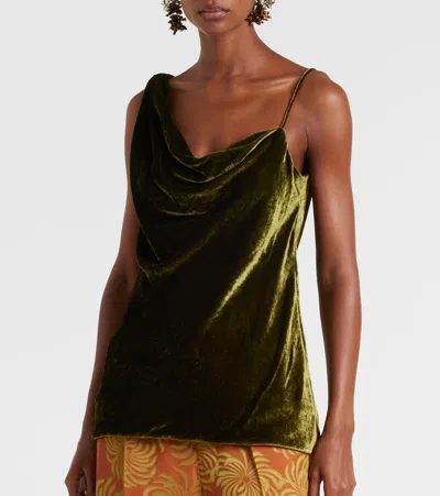 Dries Van Noten Asymmetrical Draped Top In Green