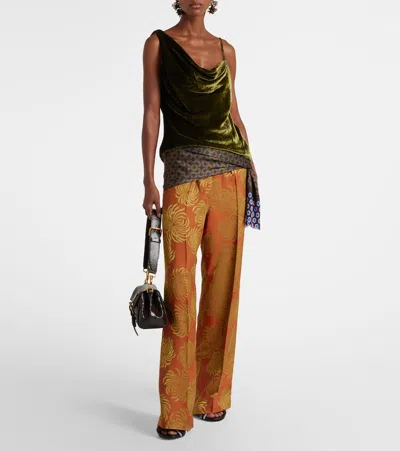 Dries Van Noten Asymmetrical Draped Top In Green