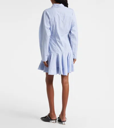 Ganni Striped Peplum Top Long Sleeves In Blue