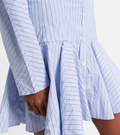 Ganni Striped Peplum Top Long Sleeves In Blue