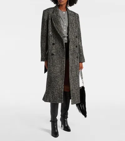 Isabel Marant Double-breasted Coat Belted Waist In Gray