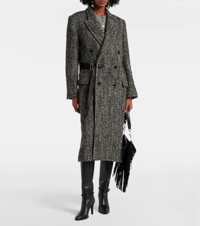 Isabel Marant Double-breasted Coat Belted Waist In Gray
