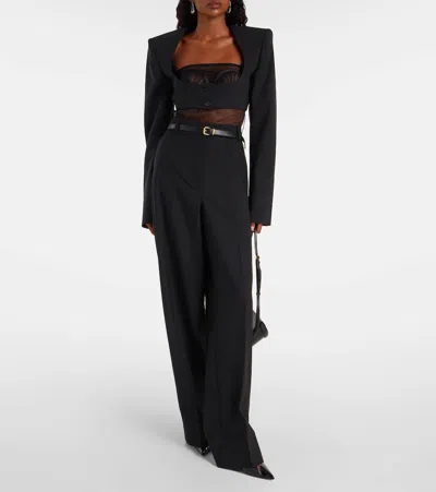 Nensi Dojaka Cleo Blazer Cropped Square Neck Jacket In Black