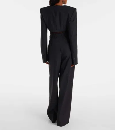 Nensi Dojaka Cleo Blazer Cropped Square Neck Jacket In Black