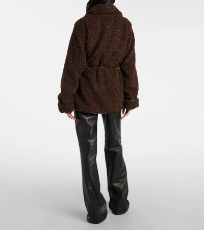 Simkhai Kimia Faux Fur Tie Waist Jacket In Brown