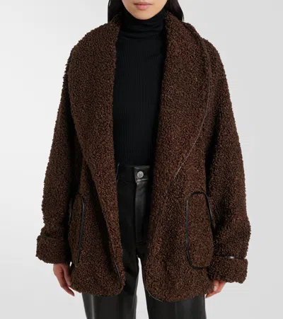 Simkhai Kimia Faux Fur Tie Waist Jacket In Brown