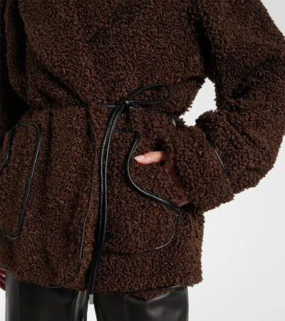 Simkhai Kimia Faux Fur Tie Waist Jacket In Brown