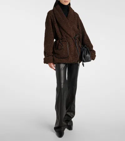 Simkhai Kimia Faux Fur Tie Waist Jacket In Brown