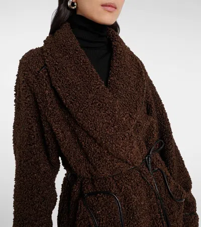 Simkhai Kimia Faux Fur Tie Waist Jacket In Brown