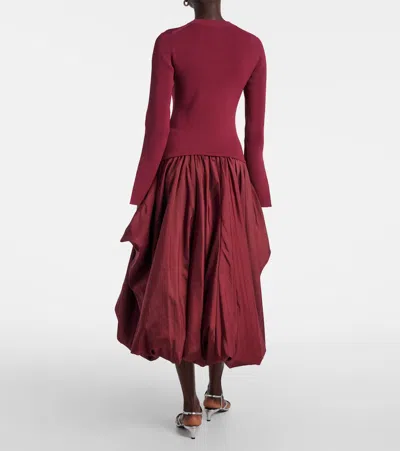 Simkhai Womens Cranberry Kenlie Puffball Stretch-woven Midi Dress In Red