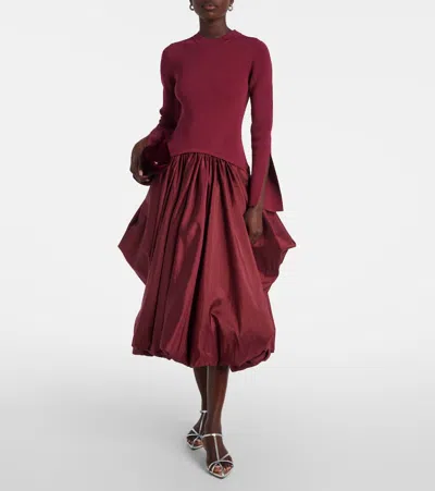 Simkhai Womens Cranberry Kenlie Puffball Stretch-woven Midi Dress In Red