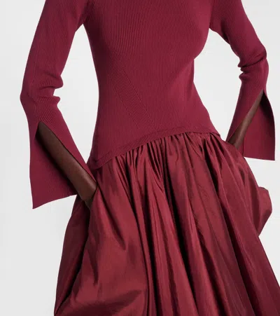 Simkhai Womens Cranberry Kenlie Puffball Stretch-woven Midi Dress In Red