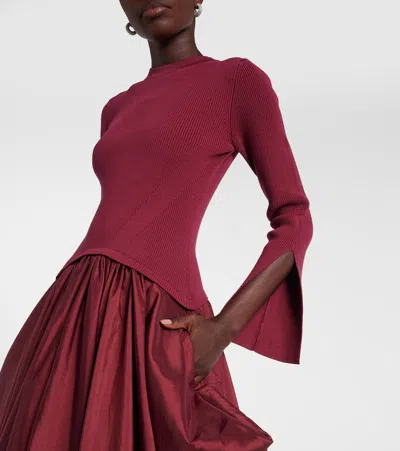 Simkhai Womens Cranberry Kenlie Puffball Stretch-woven Midi Dress In Red