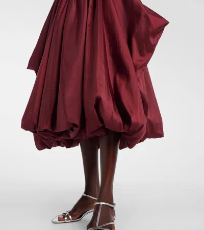 Simkhai Womens Cranberry Kenlie Puffball Stretch-woven Midi Dress In Red